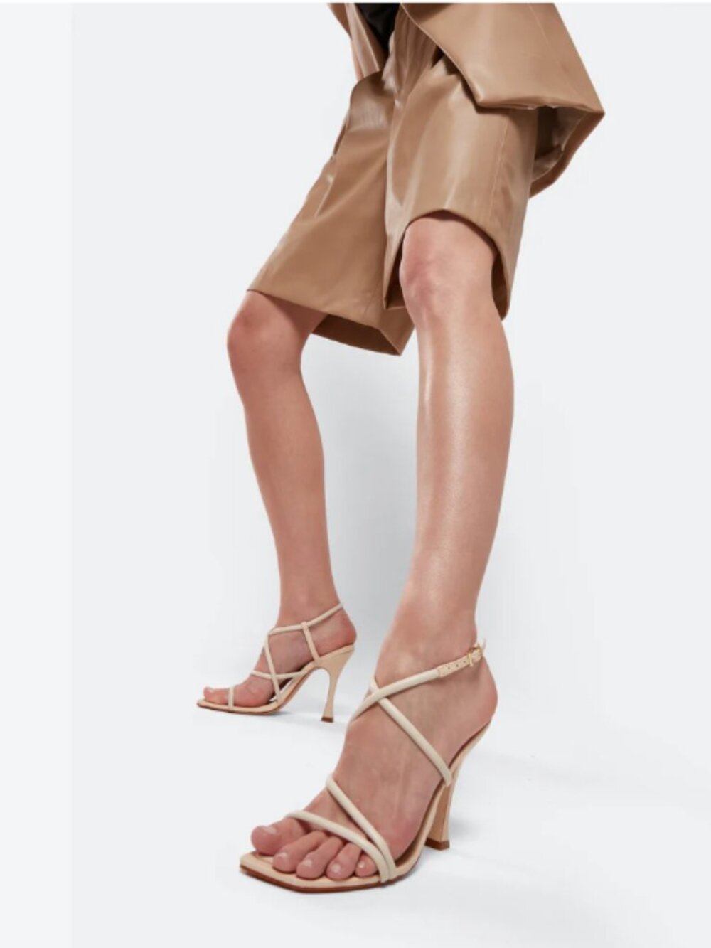 Size 8 - SCHUTZ Lovi Women's Ivory Napa Leather Strapy High Heel Sandals